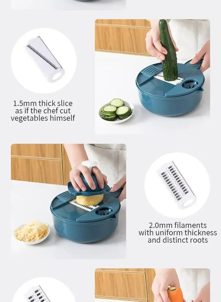 12 in 1 tritatutto per verdure multifunzionale patate tagliate manualmente affettatrice per ravanello grattugia utensili da cucina per hotel/commerciale