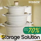 DONNOR 15 Pezzi Pentole e Padelle in Ceramica Set di Pentole Sane Antiaderenti Set da Cucina Set da Cucina con Padella a Induzione RV Set JT530