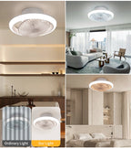 Ventilatore da Soffitto Intelligente con Luci a 360° °   Lampada Ventilatore Moderna Girevole con Controllo Remoto APP, Dimmerabile, 6 Velocità del Vento, Flusso d'Aria Reversibile per Interni