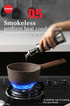 DONNOR Pentola per Latte Antiaderente in Granito da 16cm/6.3 Pollici, Senza PFOA, a Basso Contenuto di Fumo, Compatibile con Piani a Induzione e Gas, Facile da Pulire, Piccola Casseruola