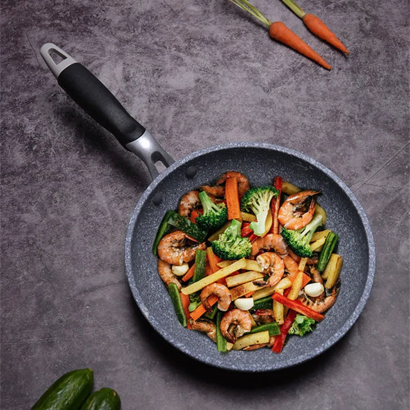 Padella antiaderente Padella Wok in pietra resistente Padella per bistecca domestica Pancake fornello a induzione fritto fornello a gas Set di pentole per la cucina
