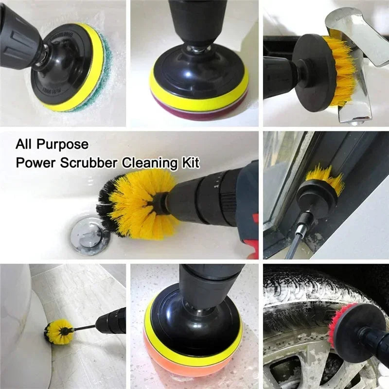 3/5 pezzi kit spazzola per trapano elettrico spazzola per pulizia elettrica per moquette superficie del bagno vasca mobili doccia piastrelle pneumatici strumento di pulizia