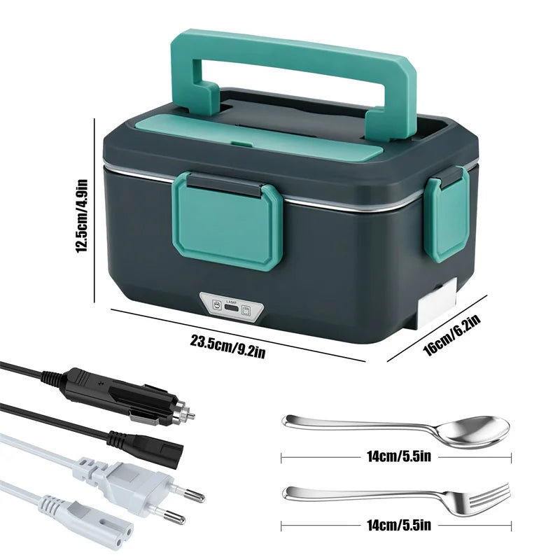 2,5L 90W Elektrische Heizung Lunchbox 24/220V Edelstahlfutter Tragbarer Speisenwärmer Bento Box Lebensmittelbehälter für Auto