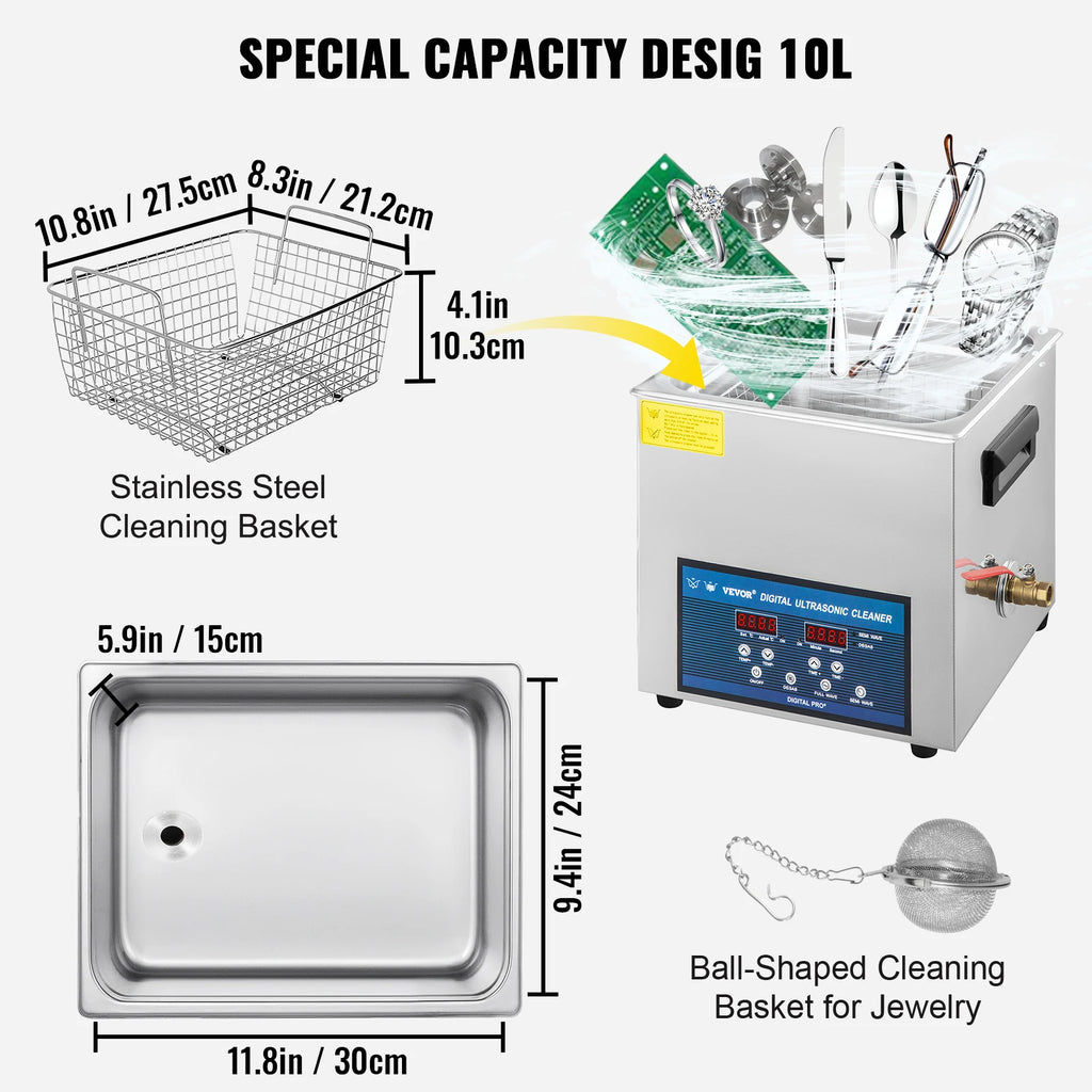 SucceBuy 10L 30L Ultraschallreiniger 28/40khz Doppelfrequenz Digital Tragbar Waschmaschine Ultraschallreiniger Haushaltsgerät