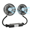 Ventilatore di raffreddamento per sedile auto EAFC a 3 velocità, ricarica USB, doppia testa, illuminazione LED, rotazione a 360 gradi, raffreddatore per il collo, per uso domestico e viaggi