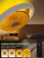 Ventilatore da Soffitto Intelligente con Luci a 360° °   Lampada Ventilatore Moderna Girevole con Controllo Remoto APP, Dimmerabile, 6 Velocità del Vento, Flusso d'Aria Reversibile per Interni