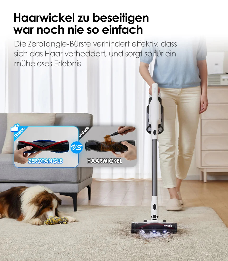 Tineco A30S, Akku-Staubsauger, 160 W Saugleistung, 60 Minuten Laufzeit, 1 L Staubbehälter, ZeroTangle-Bürste, PureCyclone-Technologie, LED-Licht