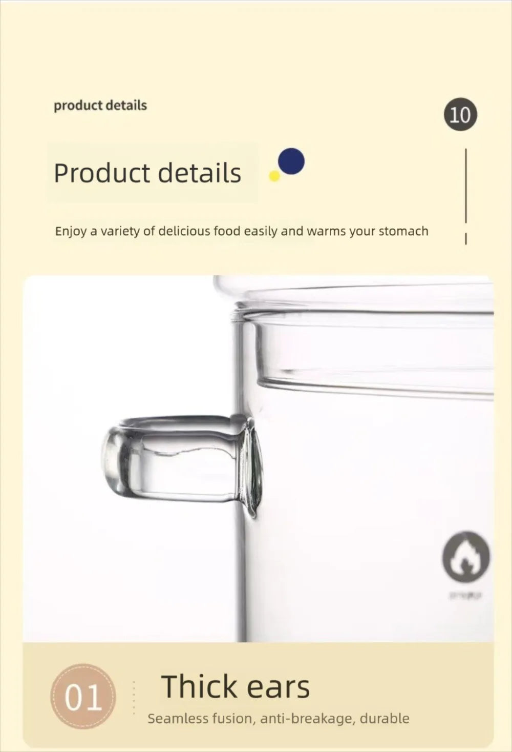 Hohe Borosilikatglas-Eintopf-Suppenschüssel 1350/1900 ml mit Griff Hitzebeständiger Glas-Kochtopf mit Deckel Transparenter Kochtopf