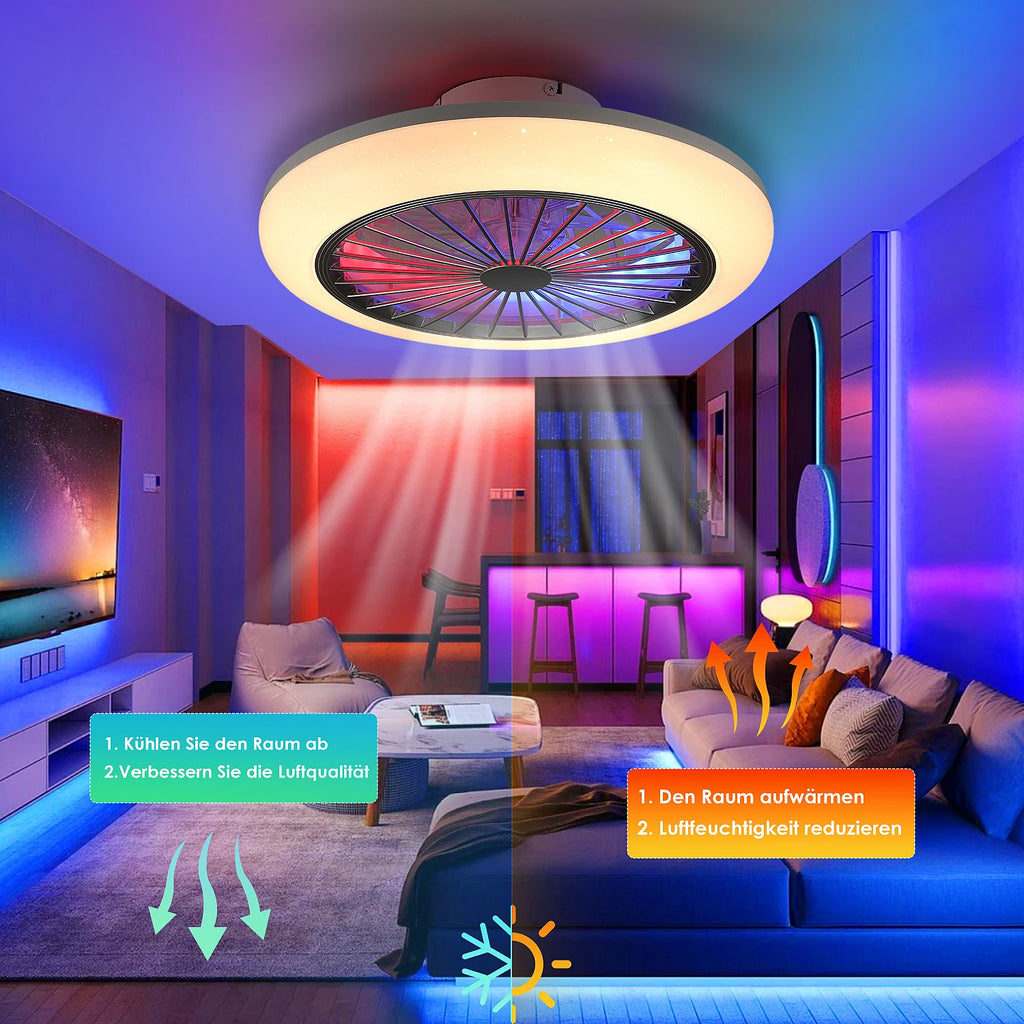 Ventilatore da soffitto Oyajia 50W con luce LED RGB dimmerabile e telecomando