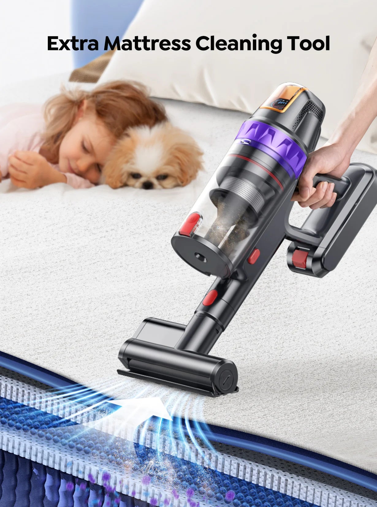 BUTURE VC90 600W 65KPA Saugkraft kabelloser Handstaubsauger Intelligentes Haushaltsgerät Herausnehmbarer Akku Milbenentfernungsbürste