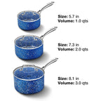 HLAFRG 3 pz/set Pentola Premium Durevole Rivestimento in Granito Pentola per Zuppa Pentola per Latte Domestico con Coperchio in Vetro per Fornello a Induzione Utensili da Cucina