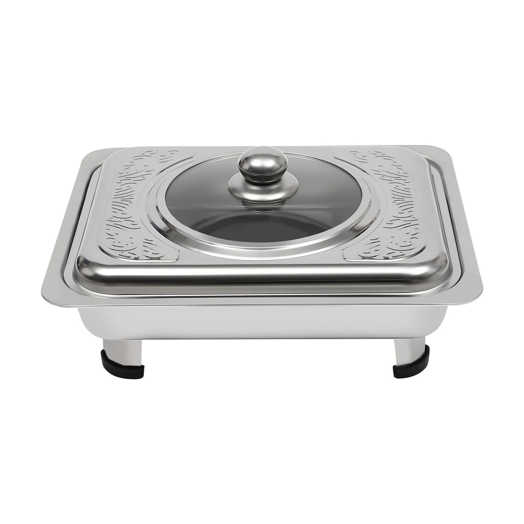 4/8 Stück Chafer-Pfannen-Buffet-Servierbehälter mit Deckel, rechteckiger Speisenwärmer-Pfannen-Servierbehälter