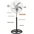 Höhenverstellbarer Standventilator mit 5 Flügeln, leise, oszillierend, großes Luftvolumen, für Zuhause, Schlafzimmer, Wohnzimmer