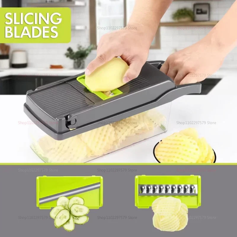Affettatrice trituratore di verdure portatile multifunzionale da cucina, grattugia per patate e carote, robot da cucina domestico per frutta e verdura