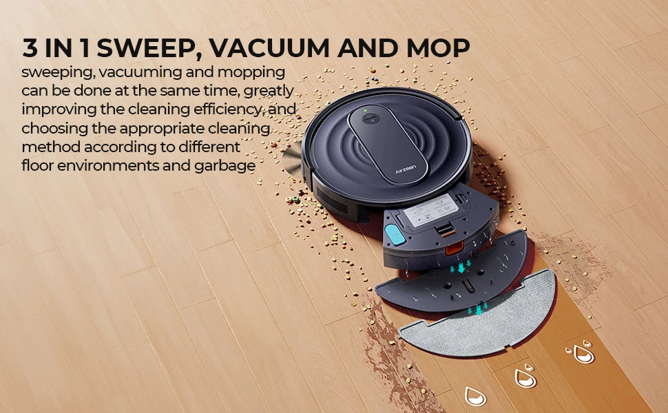 Robot-Staubsauger und Wischroboter Airzeen R7 3-in-1, 4000Pa Saugkraft, Smart App/Alexa Steuerung, Automatische Aufladung für Tierhaare und Böden