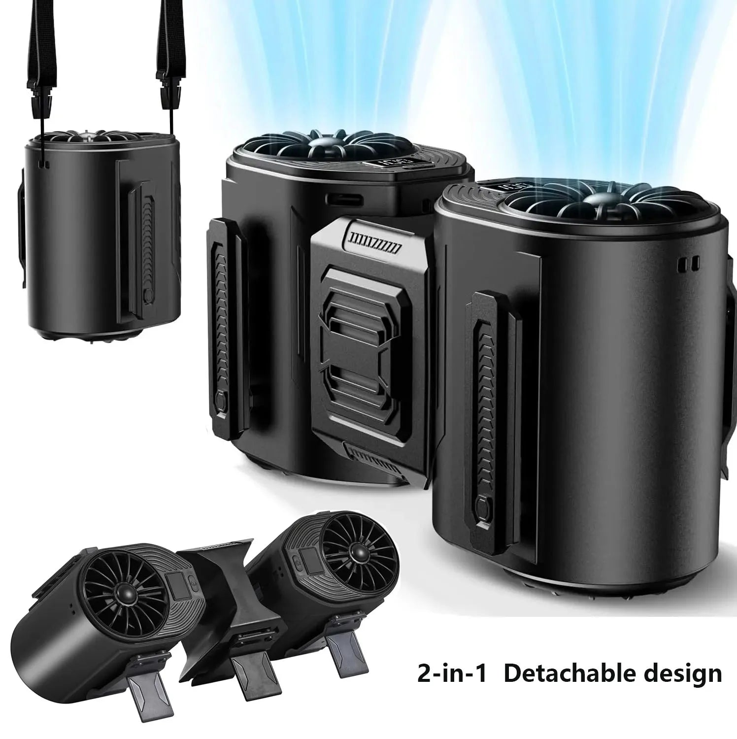 Ventilatore da Collo Staccabile 10000mAh Ricaricabile, Ventilatore Portatile a Velocità Regolabile, Senza Mani, per Lavoro all'Aperto, Viaggi, Regalo Estivo
