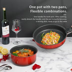 COOKER KING Set di Padelle Antiaderenti con Manico Rimovibile, Rivestimento per Alimenti, Pentola per Cottura a Induzione, Padella per Bistecche e Omelette