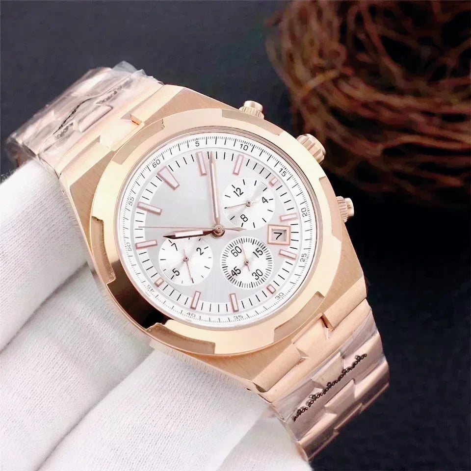 Herren-Automatik-Mechanikuhren im 40mm-Fliegerstil, trendy, hochwertiger Edelstahl 904L, Schwarz, Blau, Roségold