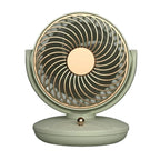 Ventilatore da tavolo ricaricabile con oscillazione, 3 velocità, USB, silenzioso, alimentato a batteria Bianco Verde