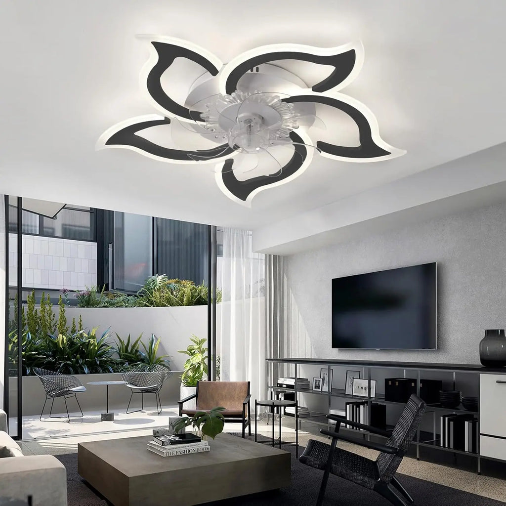 Ventilatore da Soffitto LED con Illuminazione, Lampada da Soffitto per Camera da Letto con Telecomando e APP, Lampada Dimmerabile con Ventilatore