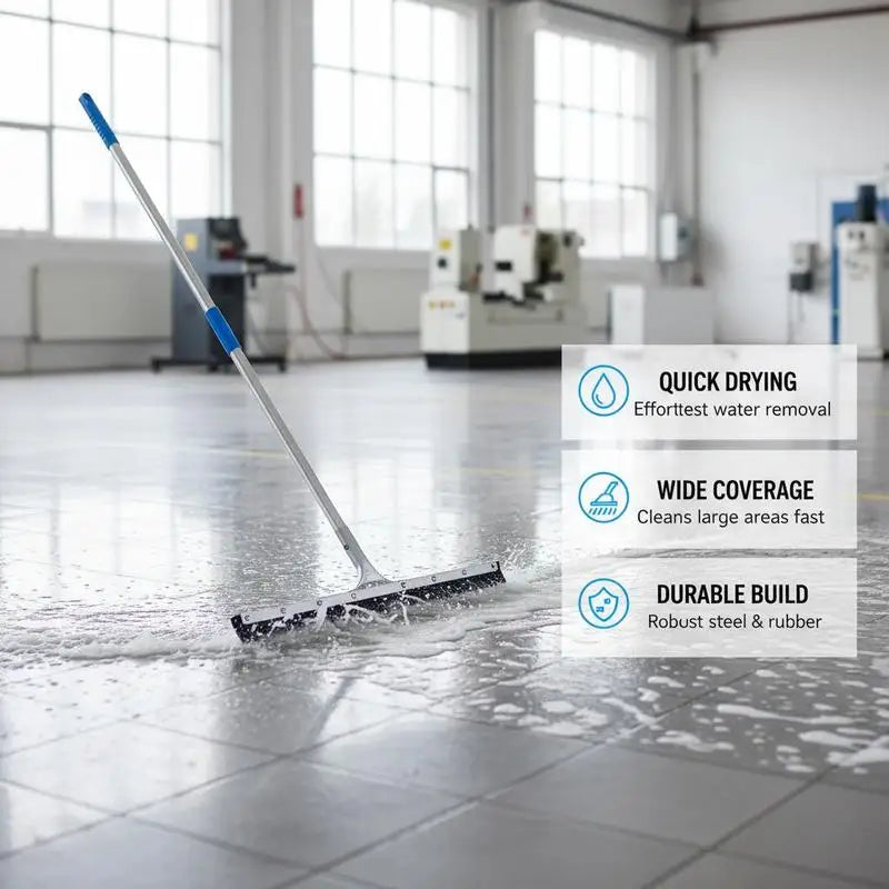 Wasserschieber mit ergonomischem Griff zur Bodenreinigung – Rahmen aus hochwertigem Stahl und Gummi – robuste Konstruktion mit Aufhängeöse und rutschfestem Griff