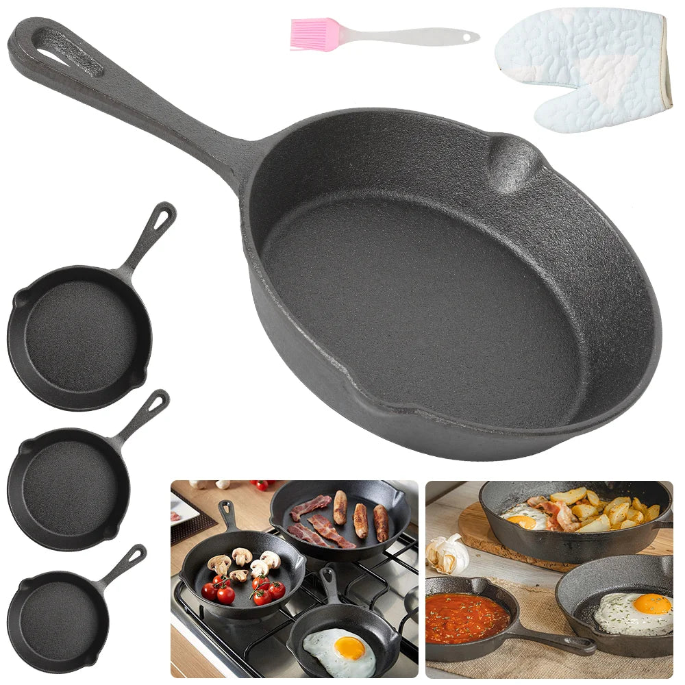 3PC Padella In Ghisa Wok Antiaderente A Nido D'ape Pentola Casa bistecca padella Stufa A Gas Pentola A Induzione Pentole Da Cucina 16/20/26 centimetri