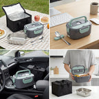 Podofo Scaldavivande Elettrico Portatile 1.5L 60W, Doppia Alimentazione per Casa, Auto, Ufficio, Pendolari, Conducenti, Camionisti