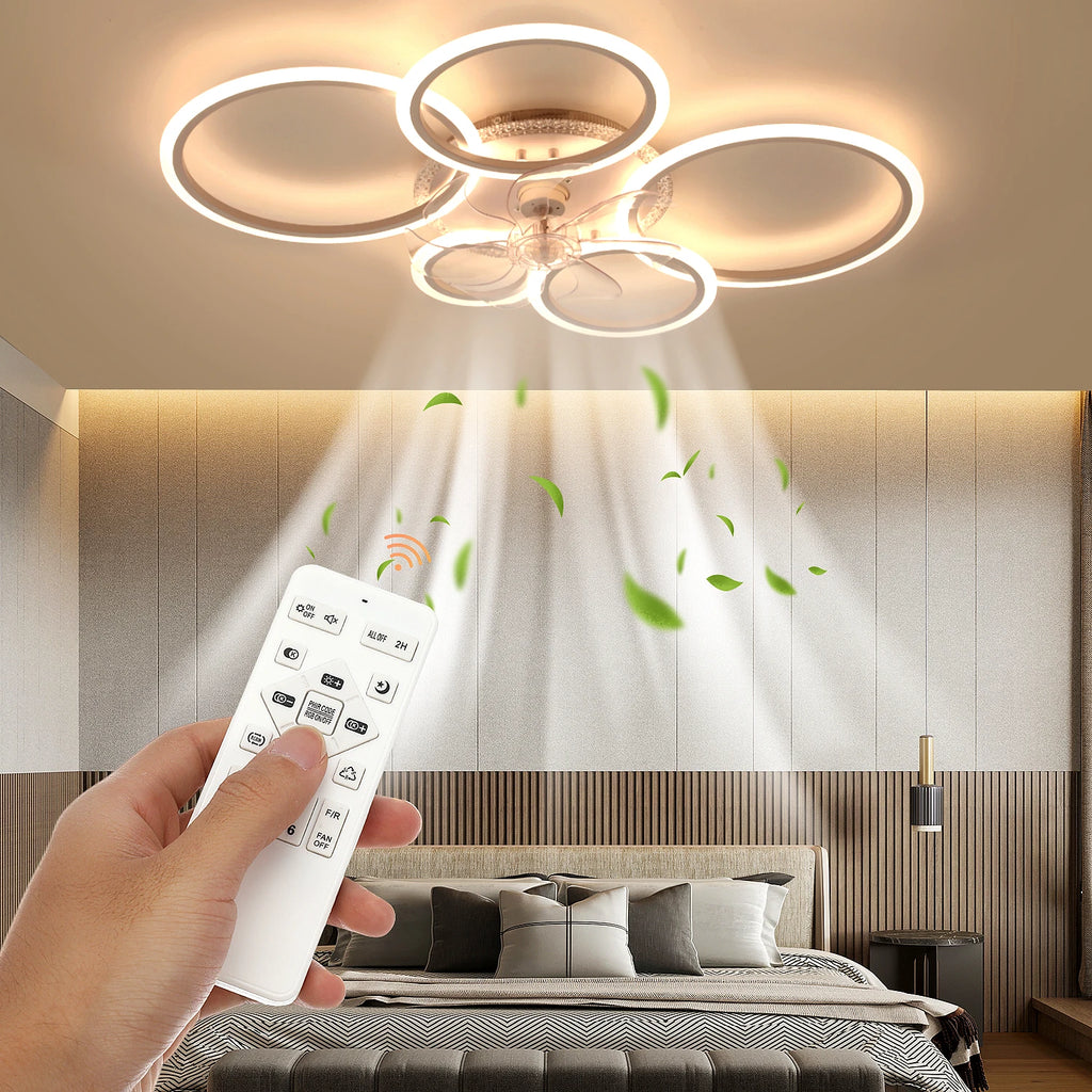 Ventilatore da soffitto a LED RGB con telecomando, lampada da soffitto con illuminazione RGB, plafoniera da 96 cm per camera da letto, soggiorno, ventilatore silenzioso