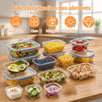 16-teiliges Frischhaltedosen-Set aus Glas (12+4) mit luftdichten Deckeln, auslaufsichere Glasbehälter für Lebensmittel, gefrier-, mikrowellen- und spülmaschinenfest, Frischhaltedosen-Set für Mittagessen, Obst, Reste und