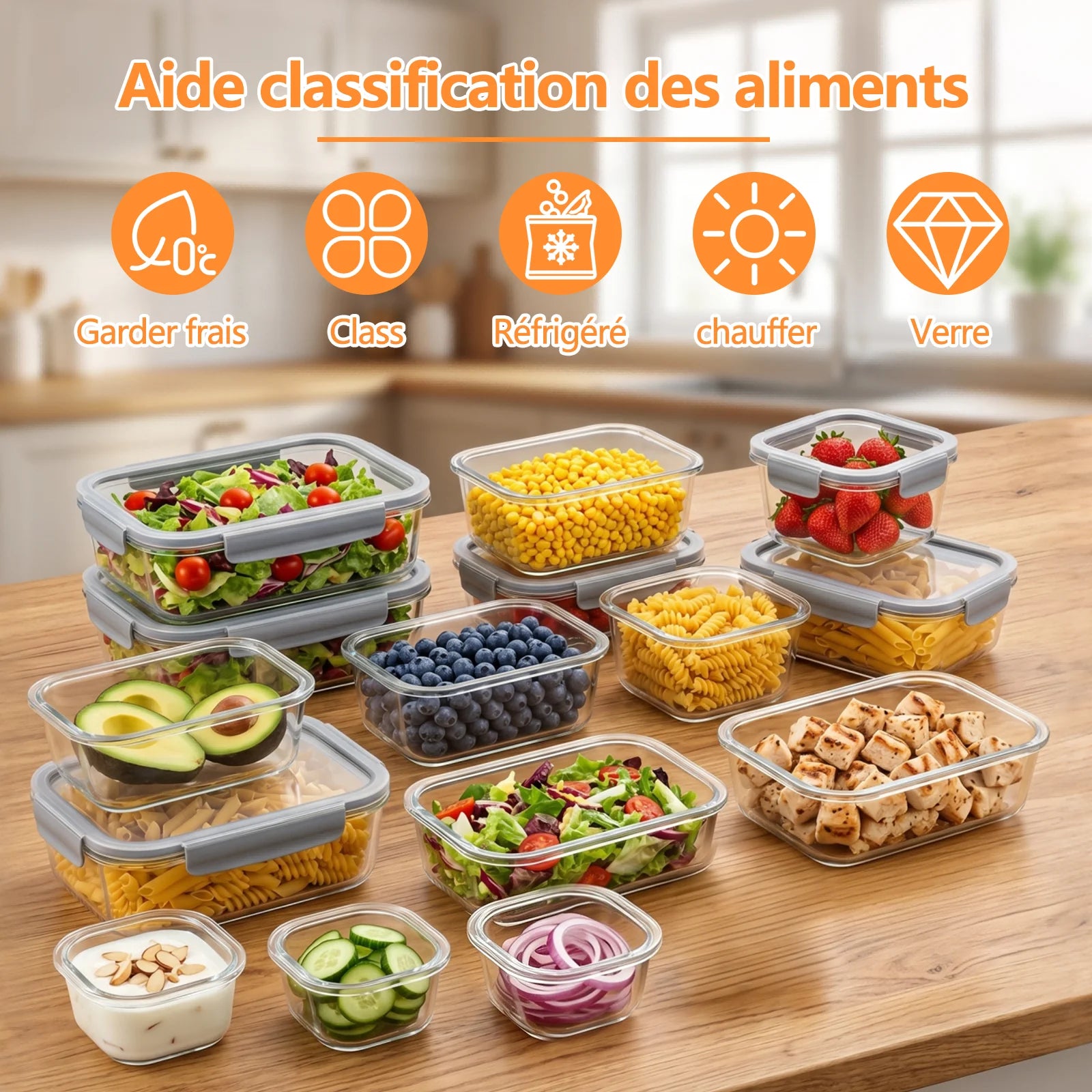 16-teiliges Frischhaltedosen-Set aus Glas (12+4) mit luftdichten Deckeln, auslaufsichere Glasbehälter für Lebensmittel, gefrier-, mikrowellen- und spülmaschinenfest, Frischhaltedosen-Set für Mittagessen, Obst, Reste und