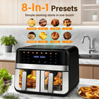 Forno friggitrice ad aria a doppio cestello da 9 litri con finestre Easy View - Oyajia