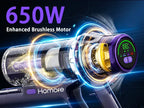 Homore P15C 650W 80KPA Leistungsstarker kabelloser Handstaubsauger mit LED-Display, 4 Saugmodi, freistehende Funktion