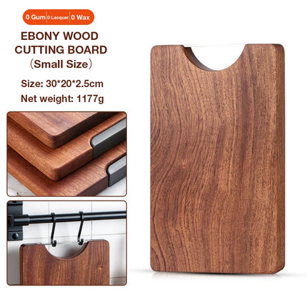 Ebony flat square solid wood cutting board, multifunctional double-sided kitchen cutting board, whole wood cutting board