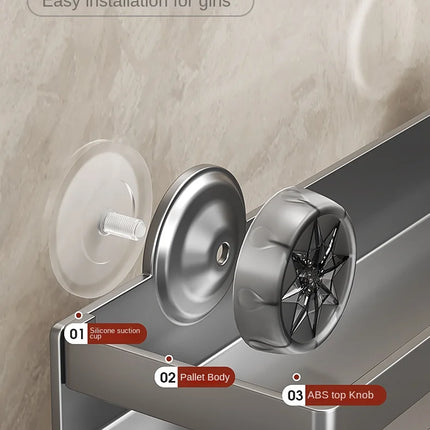Kitchen storage with suction cup, wall-mounted condiment bottle rack, multifunctional spice rack, no drilling required