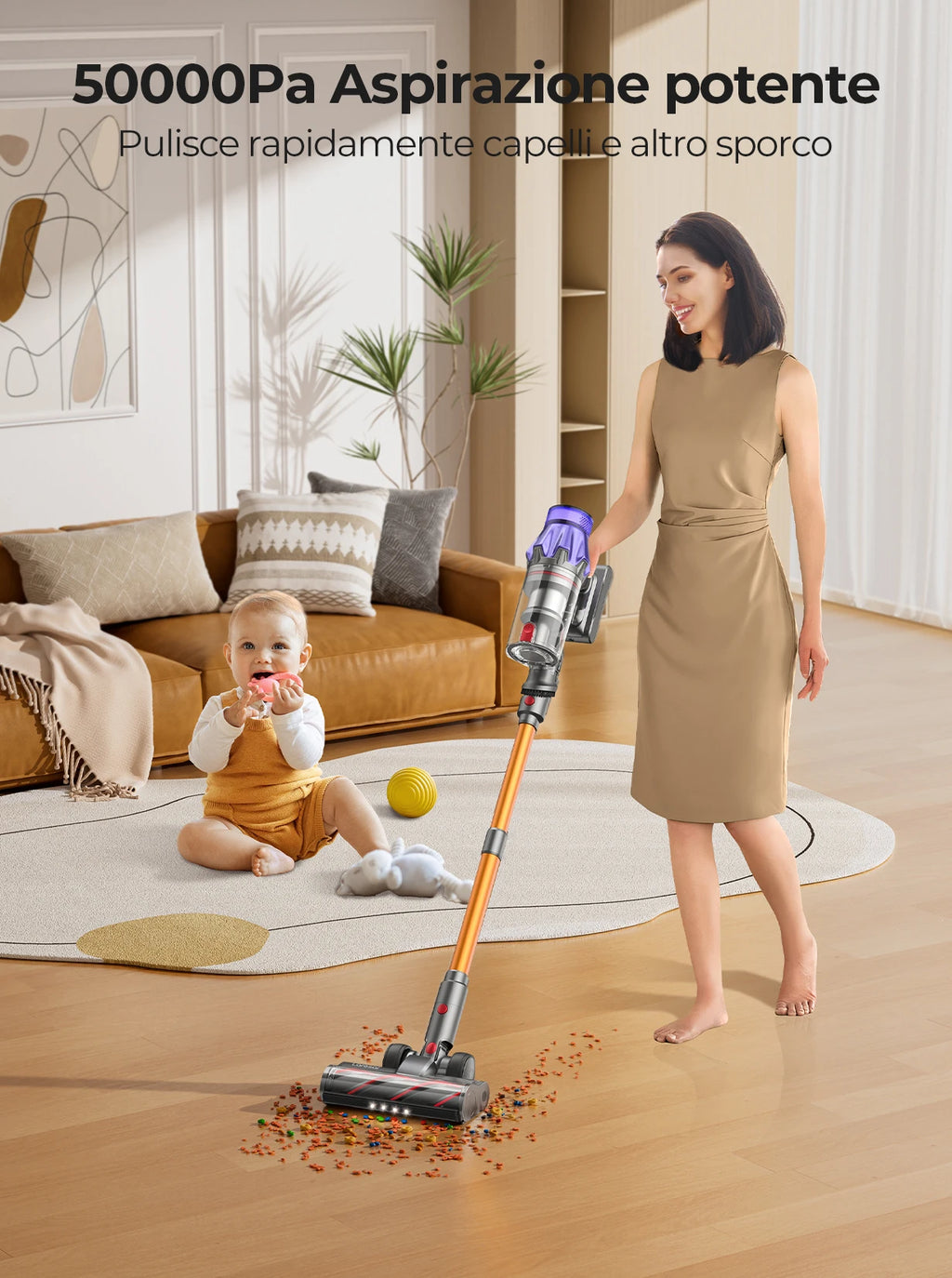Laresar V7 500W 50000Pa Akku-Staubsauger Handheld Smart Home Appliance Abnehmbarer Akku Staubbehälter