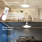 Ventilatore da Soffitto Invisibile con Luce, Pale Retrattili, Grande Ventilatore Elettrico per Raffreddamento e Ventilazione, Telecomando, Illuminazione Dimmerabile