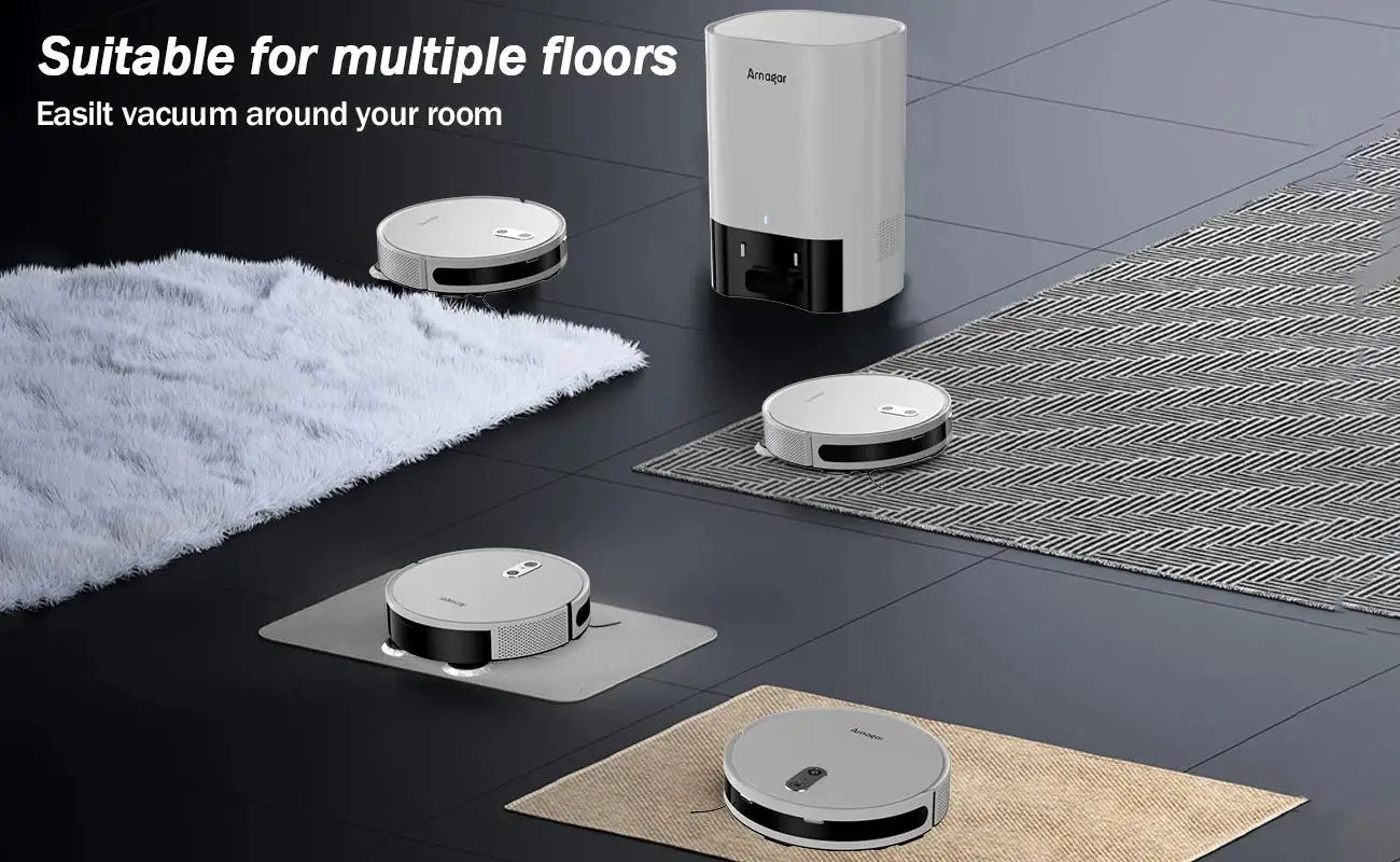 Arnagar Smart Home Saug- und Wischroboter mit automatischer Entleerung, App-Steuerung, 12000Pa, VSLAM, 5200mAh, geräuscharm für Teppichreinigung