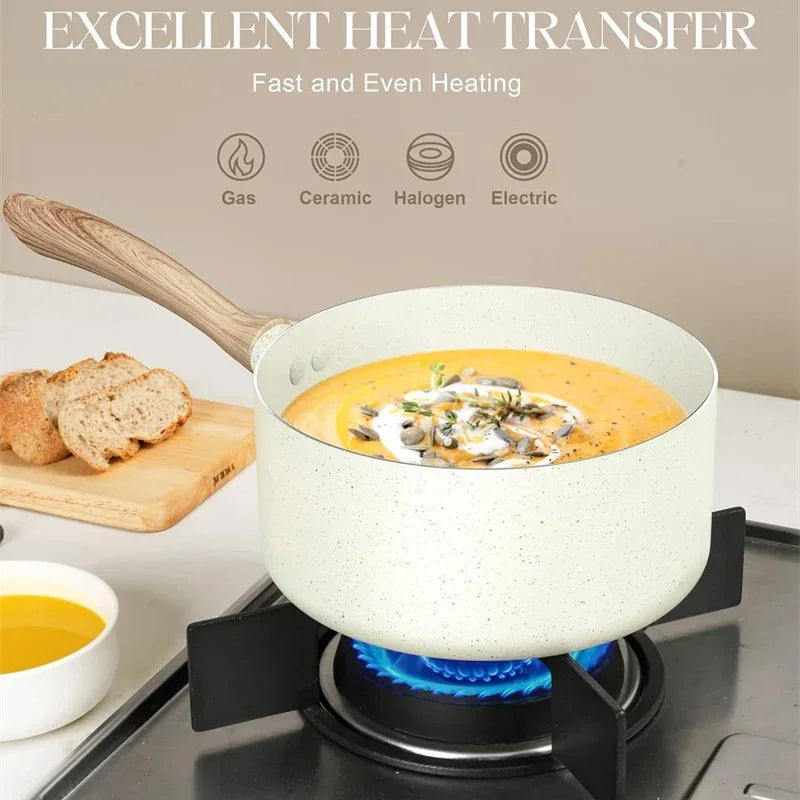 MICHELANGELO Pentola per stufato antiaderente con coperchio Pentola per salsa Manico da forno rivestito in granito Pentola da cucina multifunzionale Compatibile con tutte le fornelli