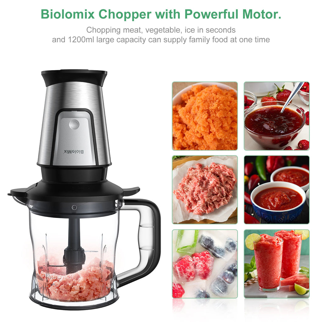 BioloMix 700W 3-in-1 Multifunktionaler tragbarer Küchenroboter Entsafter Mixer Smoothie Mixer Lebensmittelhacker Trockenmühle für die Küche