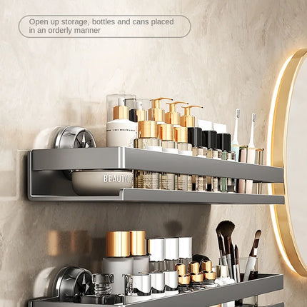 Kitchen storage with suction cup, wall-mounted condiment bottle rack, multifunctional spice rack, no drilling required