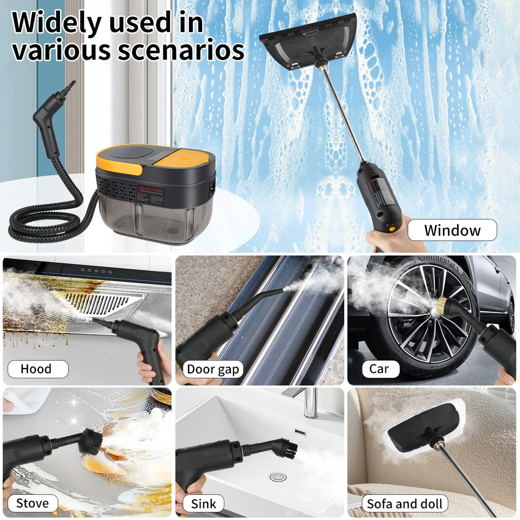 Dampfreiniger Handgerät 2500W, Hochtemperatur-Dampfreiniger, Dampfstrahler für Zuhause, Auto und Küche
