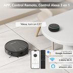 PrettyCare C2 Roboter-Staubsauger und Wischmopp, 4000 Pa Saugkraft, Roboterstaubsauger mit automatischer Teppichverstärkung, Alexa/WLAN/App