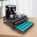 Herausnehmbarer Kaffeekapselhalter mit Schublade für 72 Kapseln, Arbeitsplatten-Organizer aus Metall