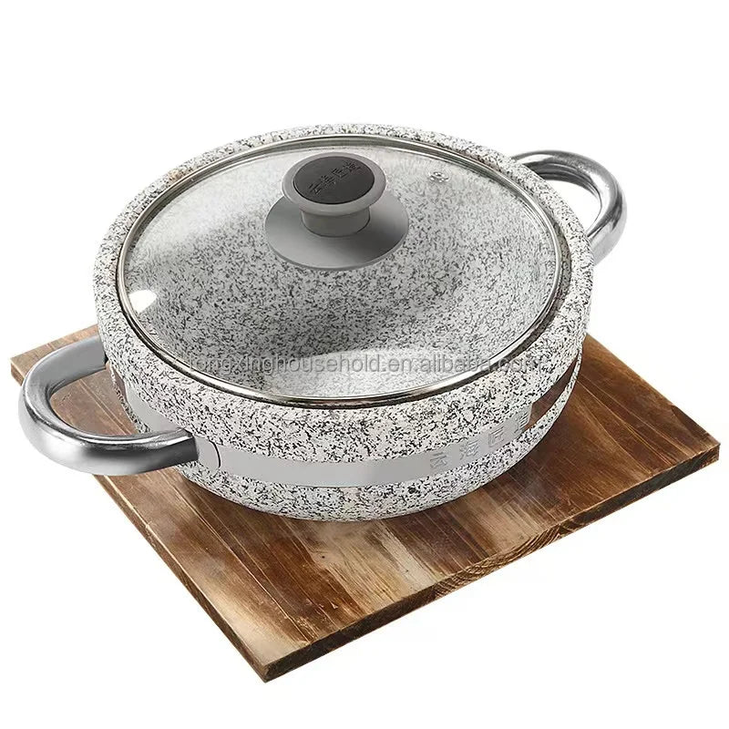 Grande Formato Riscaldamento Diretto Zuppa di Granito Pentola Moor Pietra Sizzling Pentola Calda Cottura Wok Cottura del Riso Cottura Cibo Servire Pentola di Pietra