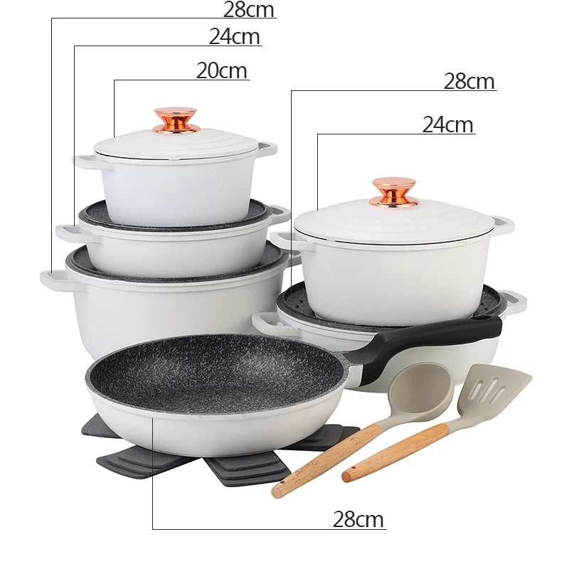 DONNOR Set di pentole in ceramica Set di pentole a induzione da 18 pezzi con coperchio Set di padelle e pentole antiaderenti salutari da cucina con padella JT532