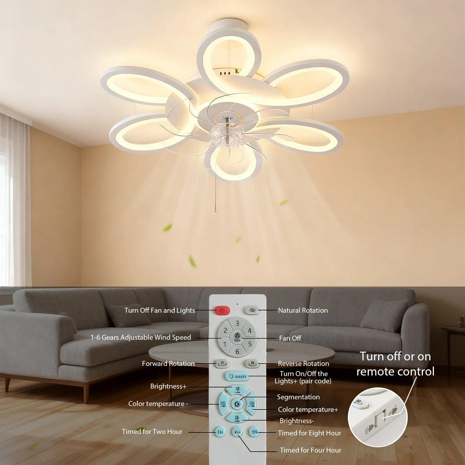 Ventilatore da soffitto moderno con luce, telecomando e controllo tramite app intelligente, ventilatore da soffitto a incasso ultra sottile da 25 pollici con luce LED dimmerabile, adatto per camere da letto, soggiorni e altri