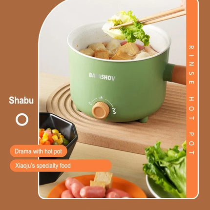 Mini fornello elettrico multifunzionale, pentola antiaderente, padella per ramen, fornello elettrico piccolo da 1,7 litri per dormitorio