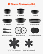 SucceBuy Set di pentole antiaderenti da 17 pezzi Set di pentole e padelle in granito Set di pentole a induzione Set da cucina con padella per salsa fritta