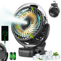 Ventilatore Portatile con Clip e Nebulizzatore, Ricaricabile, 3 Velocità, Display Digitale, Mini Umidificatore, Ventilatore da Scrivania Regolabile con 4000mA