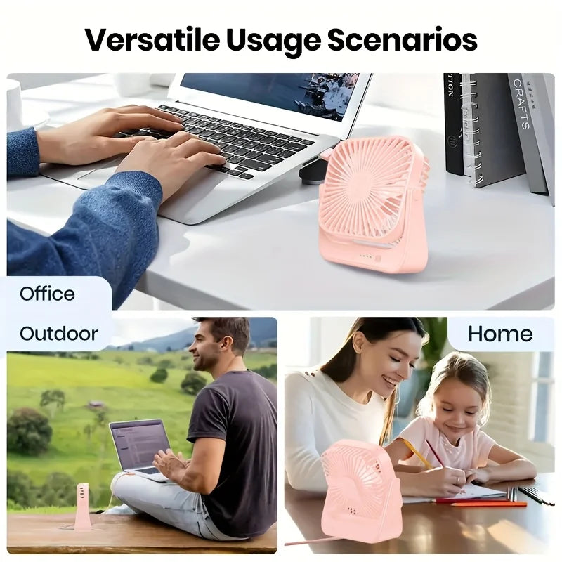 Mini ventilatore portatile USB da tavolo, flusso d'aria potente e funzionamento silenzioso, 4 velocità, vento a 180° ° Ventilatori da terra girevoli per la casa